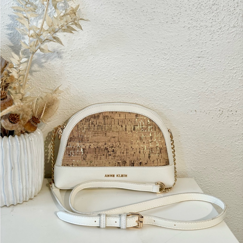 ANNE KLEIN | White & Cork Crossbody Handbag Purse New Without Tags NWOT